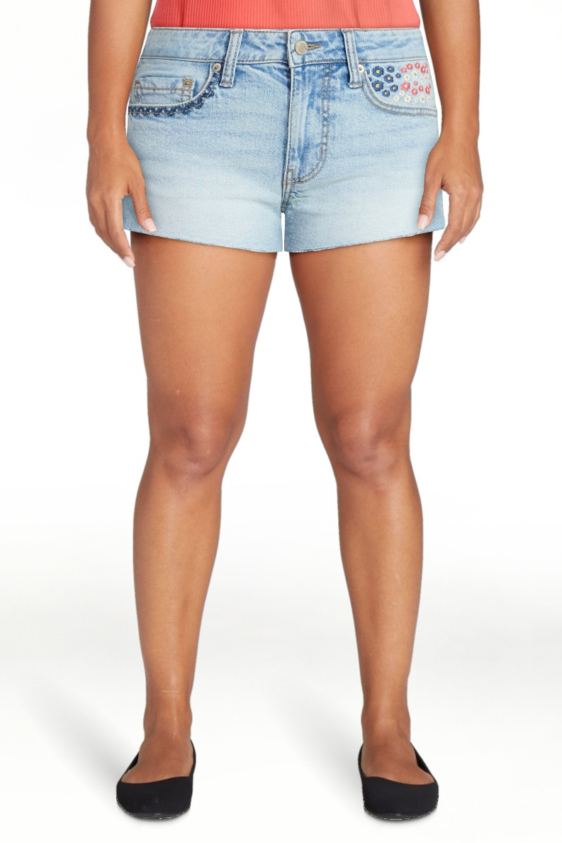 No Boundaries Embroidered Denim Shorts, 2'' Inseam, Women's 00-18 | Walmart (US)