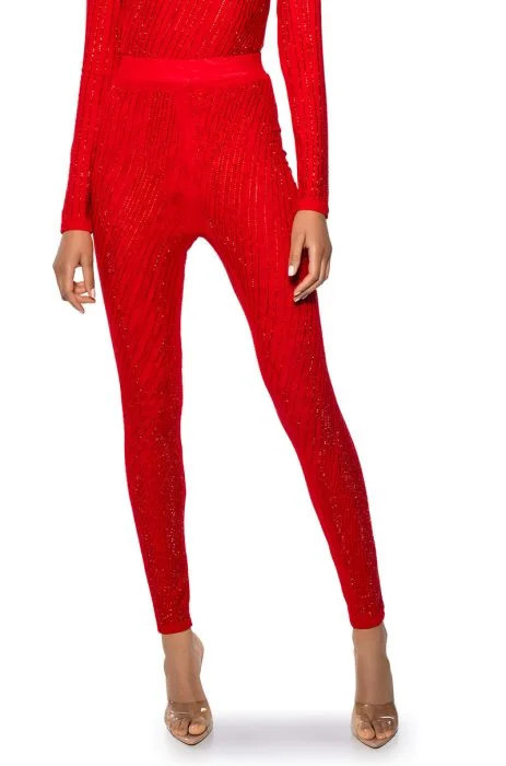 QUEEN OF LOVE RHINESTONE LEGGING IN RED | AKIRA