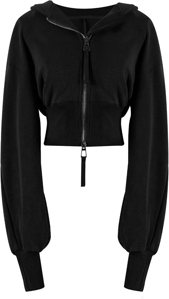 Gihuo Women Cropped Zip Up Hoodie Crop Workout Jacket Athletic Casual Long Sleeve Sweatshirts Top... | Amazon (US)