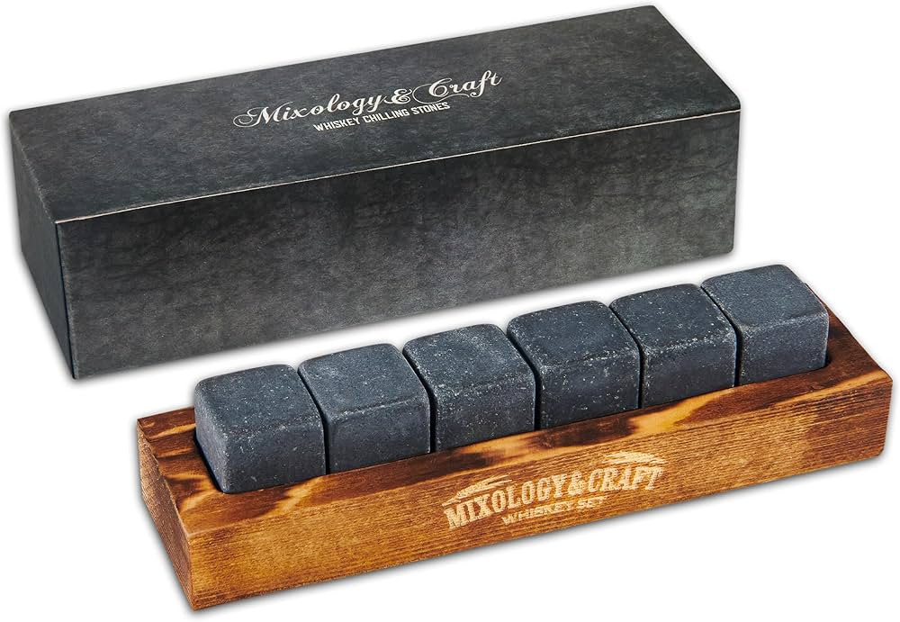Mixology & Craft Whiskey Stones - Cube-Shaped Granite Chilling Whiskey Rocks Set of 6, Whiskey Gi... | Amazon (US)