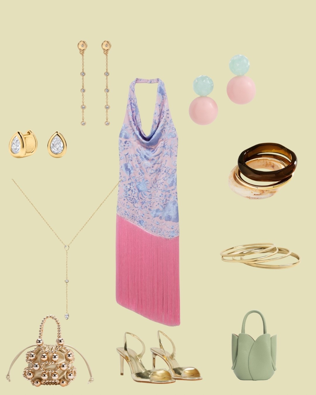 Find request: accessories for this wedding guest dress. Attire: Funky Formal in Round Top, TX!