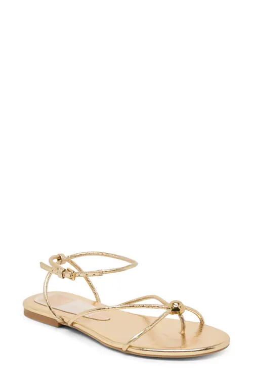 Dolce Vita Kenley Ankle Strap Sandal in Gold Distressed Leather at Nordstrom, Size 9.5 | Nordstrom