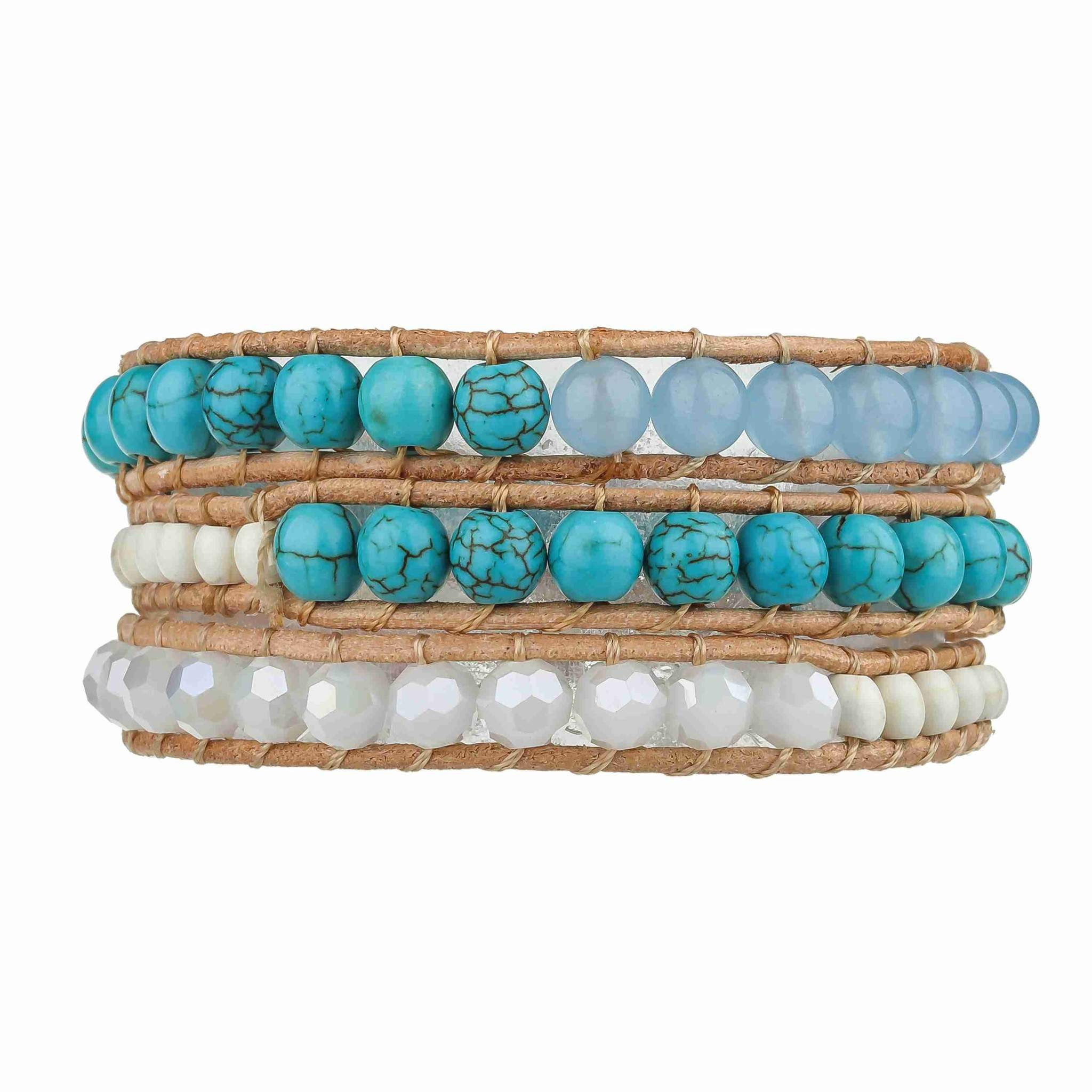 Turquoise and Light Blue Beads on Natural | Victoria Emerson