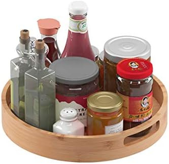 Homerays 12 Inch Lazy Susan Organizer, Kitchen Rotating Spice Rack, Bamboo Lazy Susan with Double... | Amazon (US)