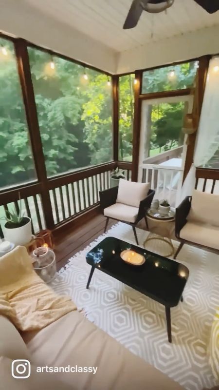 You gotta see this screened in porch transformation! With some curtains, string lights and lanterns you can create a cozy outdoor space!

#LTKsalealert #LTKSeasonal #LTKhome