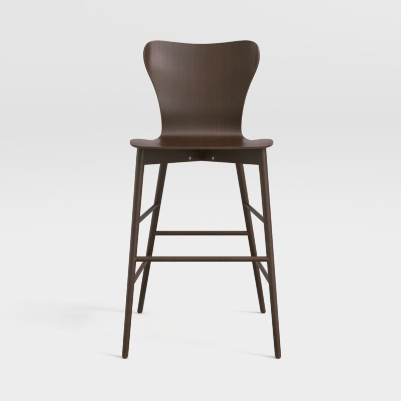 Brera Aretina Walnut Bar Stool | Crate & Barrel | Crate & Barrel