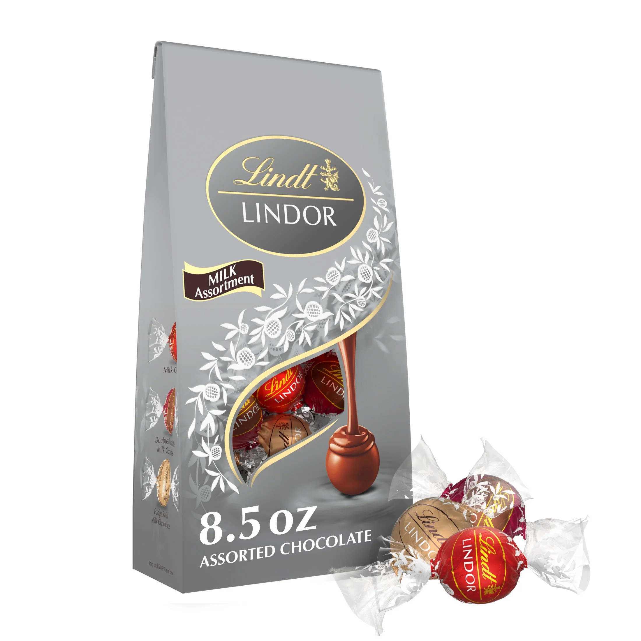 Lindt Lindor Milk Assorted Chocolate Candy Truffles, 8.5 oz, Bag | Walmart (US)
