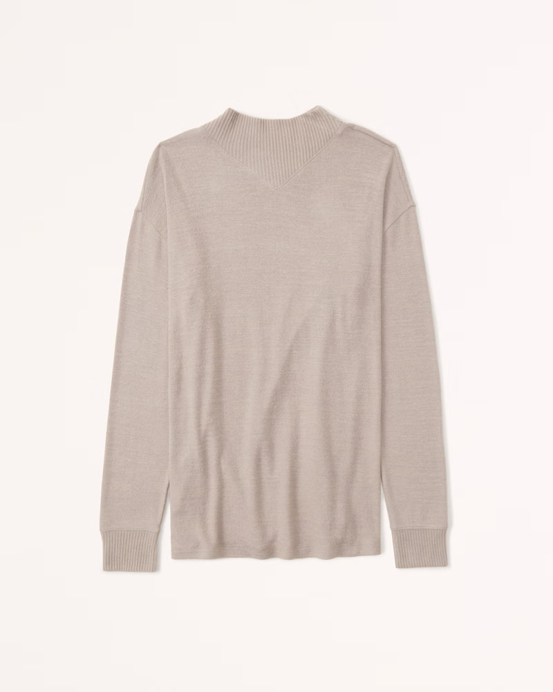 Women's Long-Sleeve Mockneck Boyfriend Tee | Women's | Abercrombie.com | Abercrombie & Fitch (US)