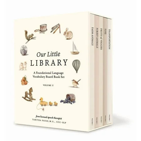 Tabitha Paige Children's Book Our Little Library: A Foundational Language Vocabulary Board Book Set for Babies, Including Farm & Forest Animals, F, (Paperback) | Walmart (US)