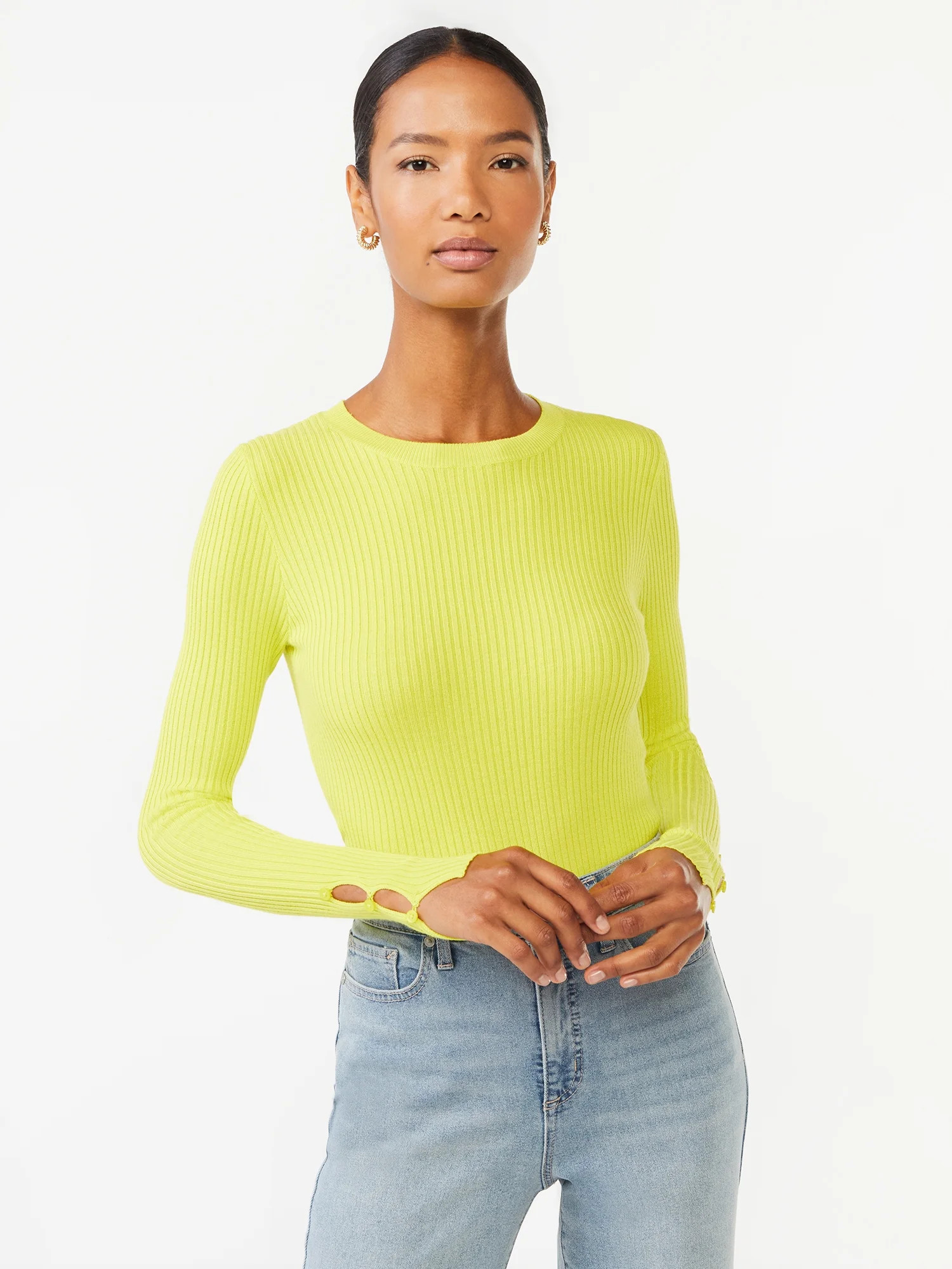 Scoop Women's Bodysuit Sweater with Long Sleeves - Walmart.com | Walmart (US)