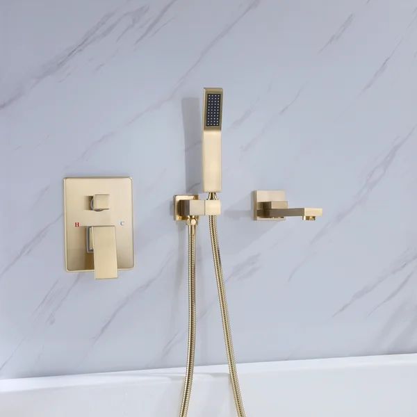 DC1015 2 Handle Wall Mounted Roman Tub Faucet with Diverter and Handshower | Wayfair North America