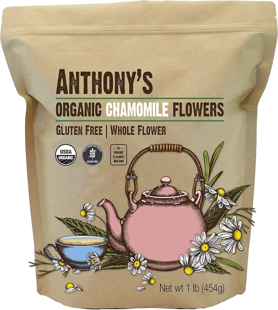 Anthony's Organic Chamomile Flowers, 1 lb, Whole, Loose Leaf, Gluten Free, Non GMO, Non Irradiate... | Amazon (US)