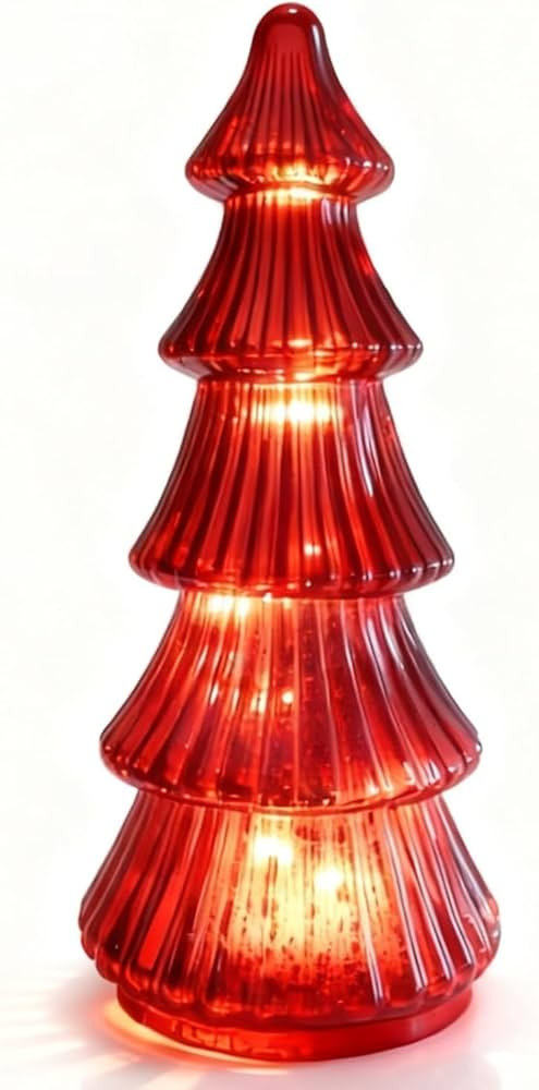 Mercury Glass Christmas Trees with Led Lights and Timer,9 Inch Mercury Glass Xmas Trees Tabletop ... | Amazon (US)
