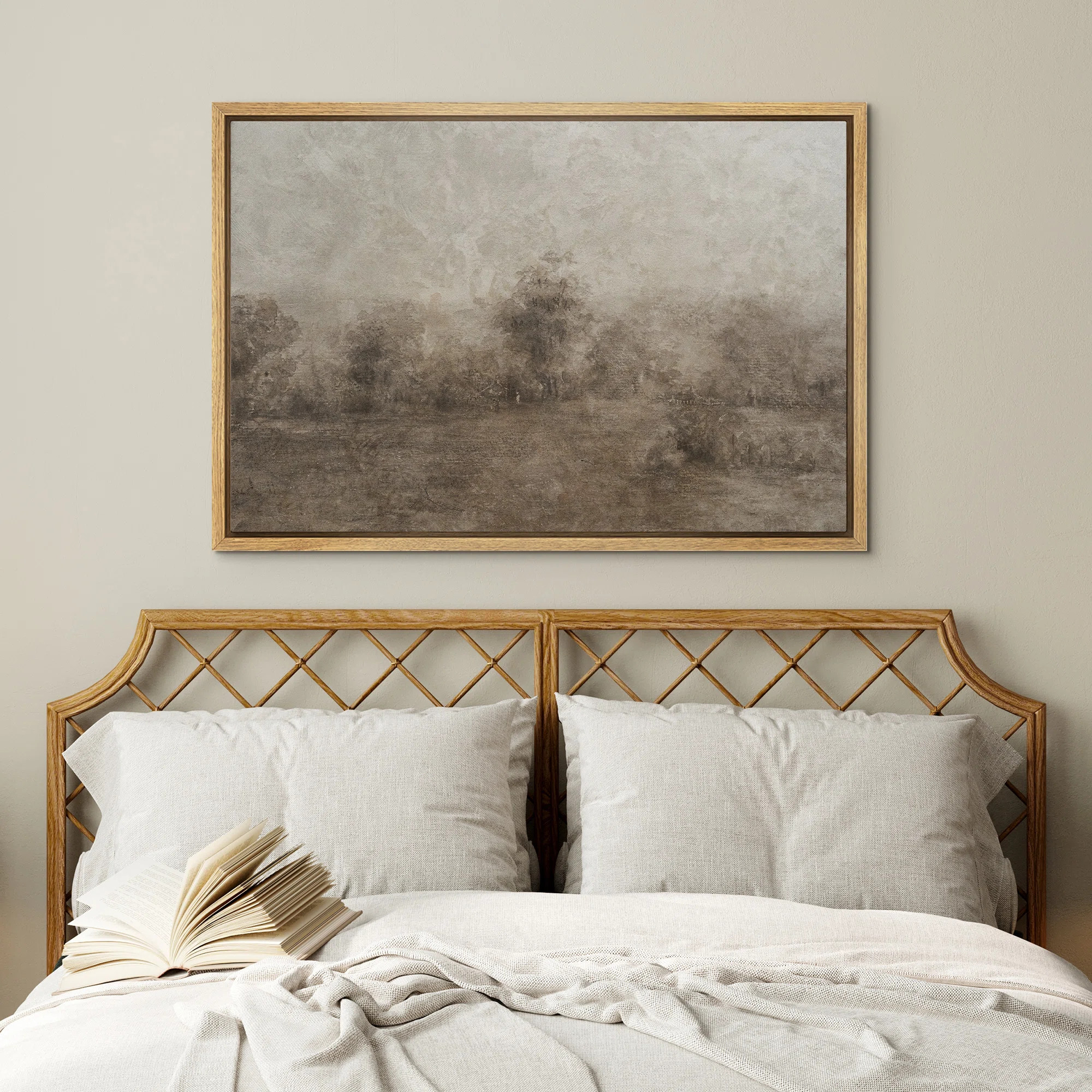 wall26 Brown Abstract Country Landscape Decor Framed Bedroom Wall Decorations Canvas Print | Wayf... | Wayfair North America