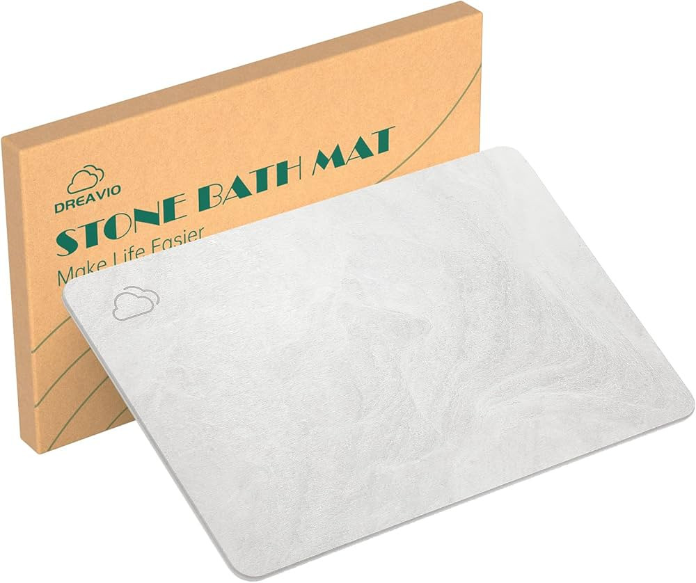 Stone Bath Mat - Quick Dry & Non-Slip Diatomaceous Earth Bath Mat, Super Absorbent Diatomite Ston... | Amazon (US)