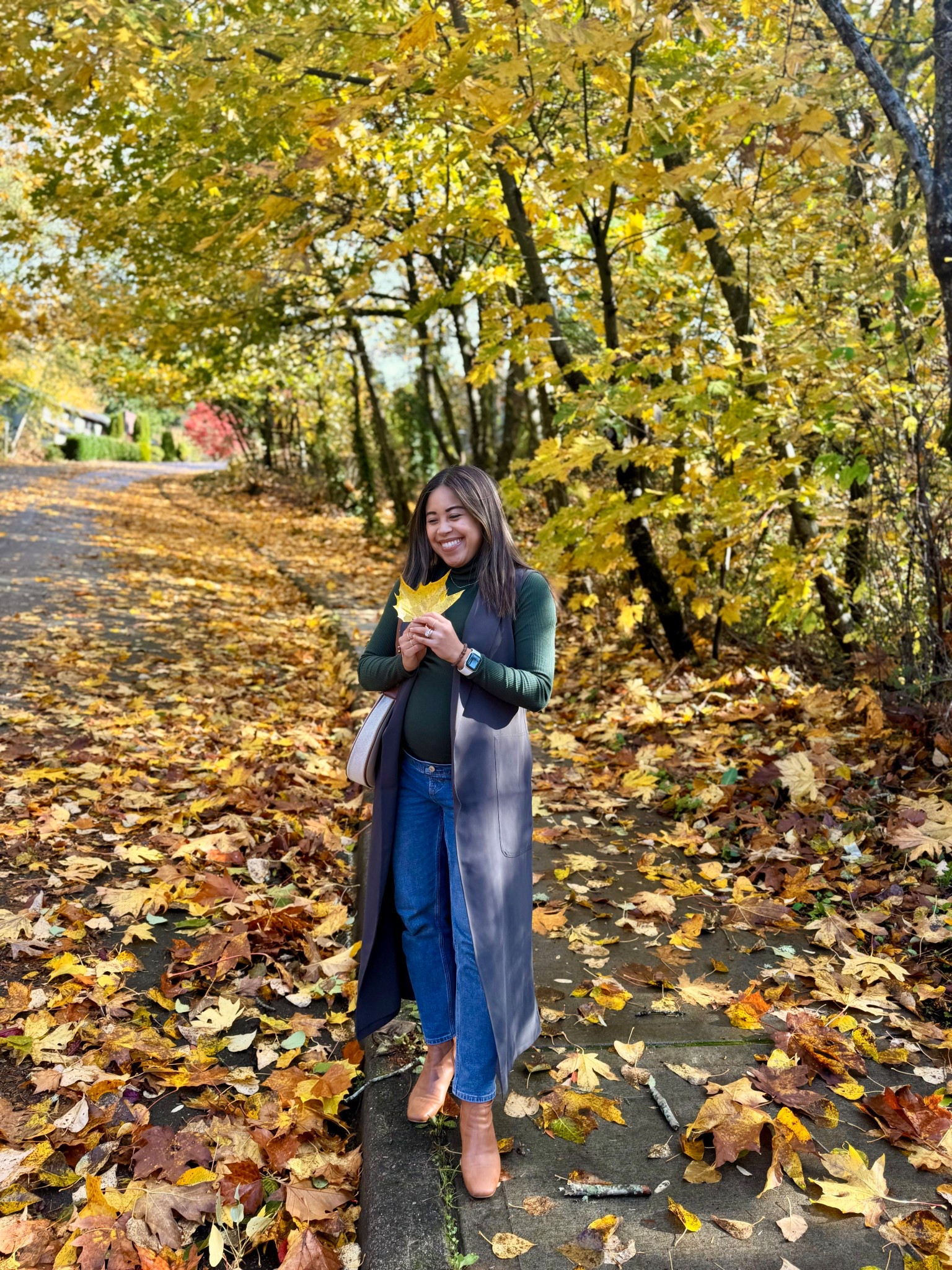 Bump friendly fall outfit idea - this long vest from Nordstrom Rack is petite friendly. Love that it fits my 5ft tall frame. 

#LTKSeasonal #LTKPetite #LTKBump