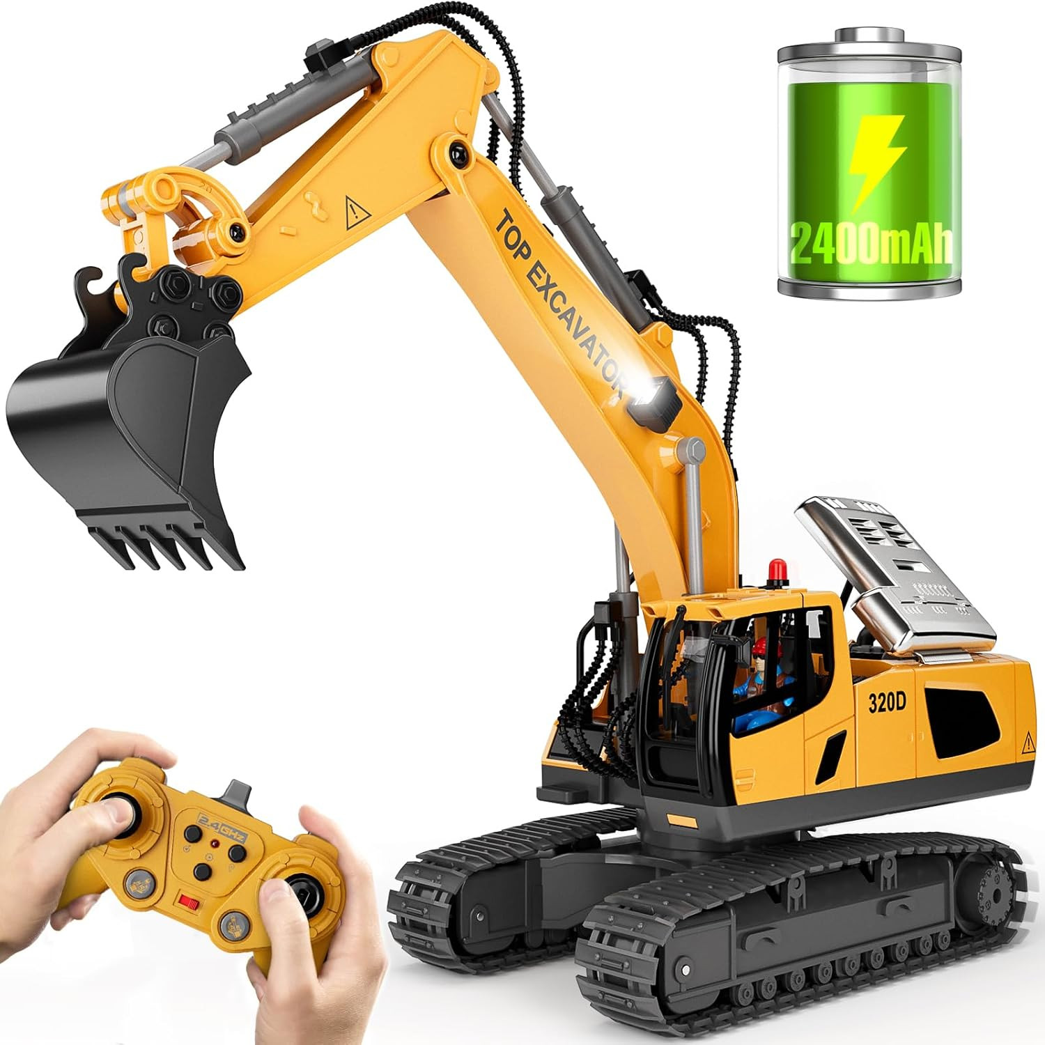 Remote Control Excavator Construction Toys for Boys, 2×1200mAh RC Excavator Toy with Metal Shove... | Amazon (US)