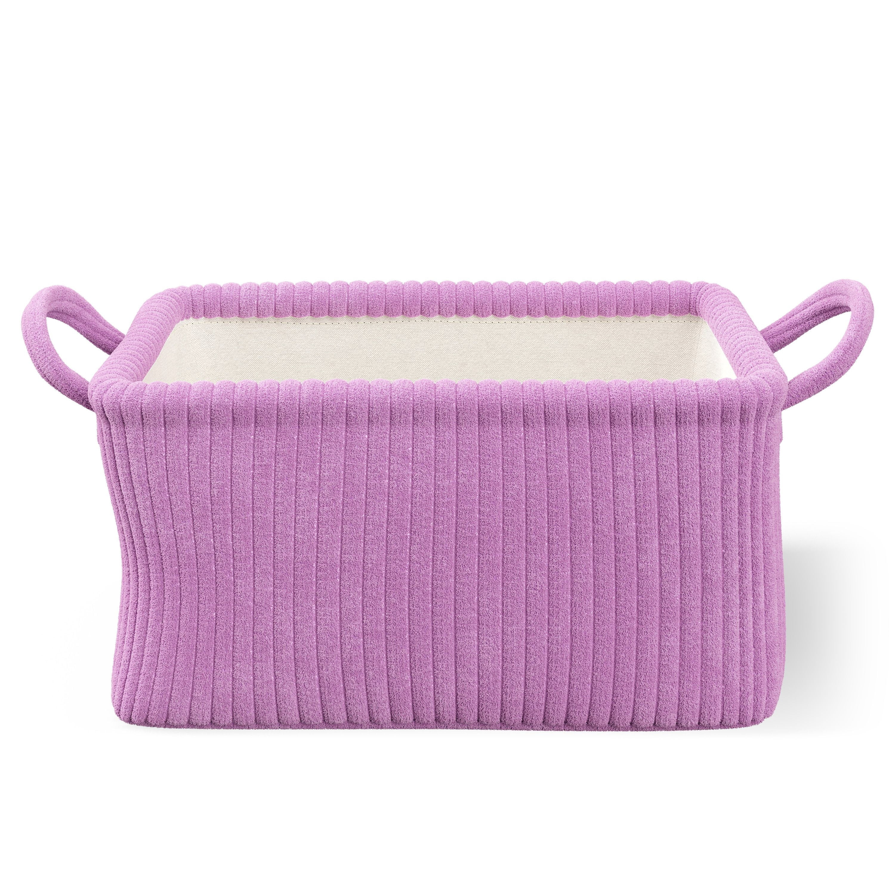 Mainstays Kids Medium Purple Ribbed Corduroy Fabric Storage Basket with Handles | Walmart (US)