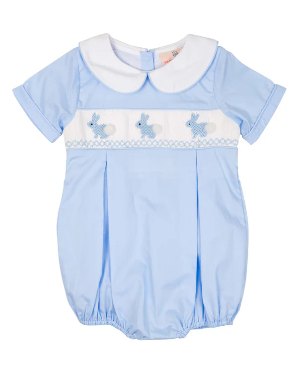 Bunnies Smocked Blue Bubble | Smockingbird Kids