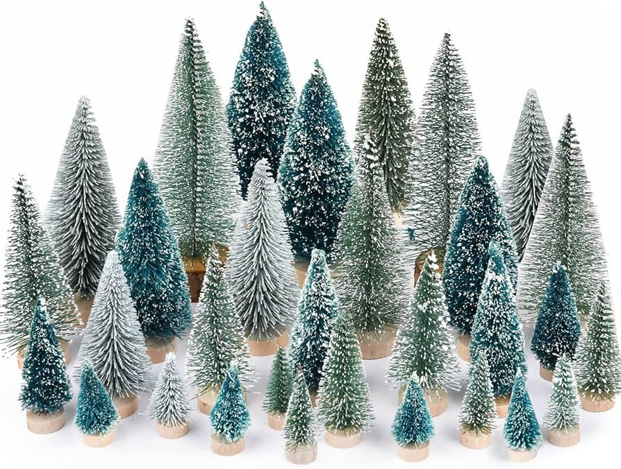 DearHouse 29PCS Artificial Mini Christmas Trees, Mini Pine Tree Sisal Trees with Wood Base Bottle... | Amazon (US)
