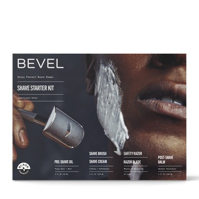 BEVEL Men's Shave Kit - Safety Razor and Brush, Shave Cream, Pre Shave Oil, Post Shave Balm, 40 Blades - 6ct | Target