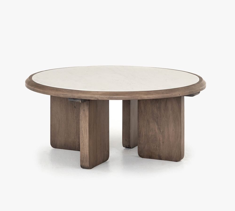 Dante 39" Reclaimed Wood & Marble Round Coffee Table | Pottery Barn (US)