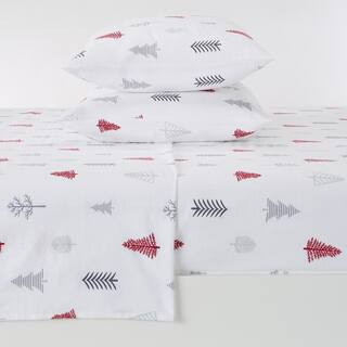 4-Piece Red Printed Turkish Cotton Full Premium Winter Bed Sheet Set | The Home Depot