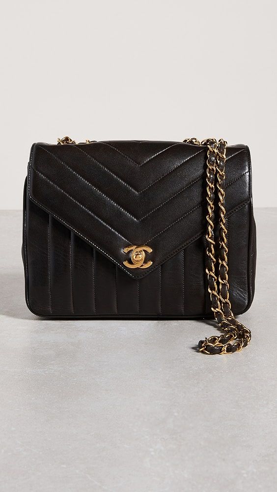 What Goes Around Comes Around Chanel Brown Lambskin Chevron Envelope Flap Bag | Shopbop | Shopbop