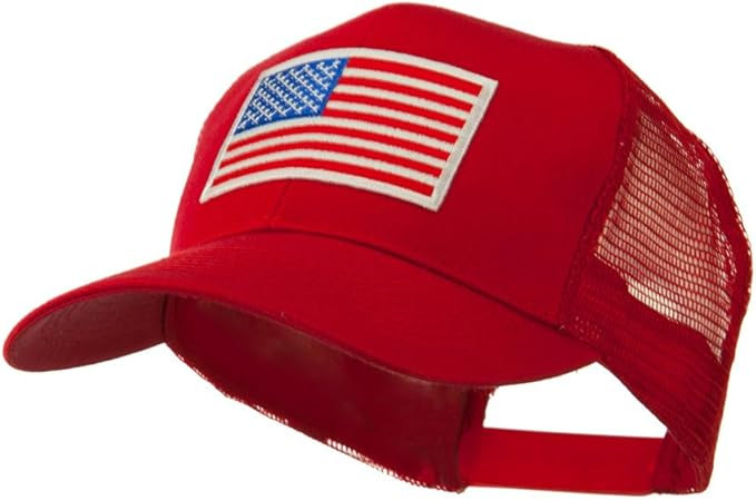 e4Hats.com 6 Panel Mesh American Flag White Patch Cap | Amazon (US)