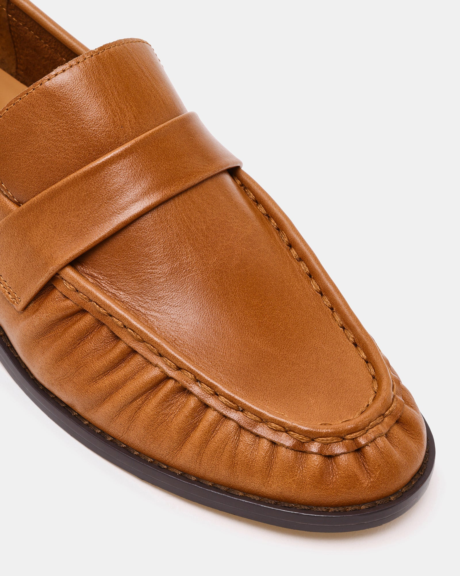 RONIE Vintage Tan Leather Scrunched Women's Loafer | Steve Madden (US)