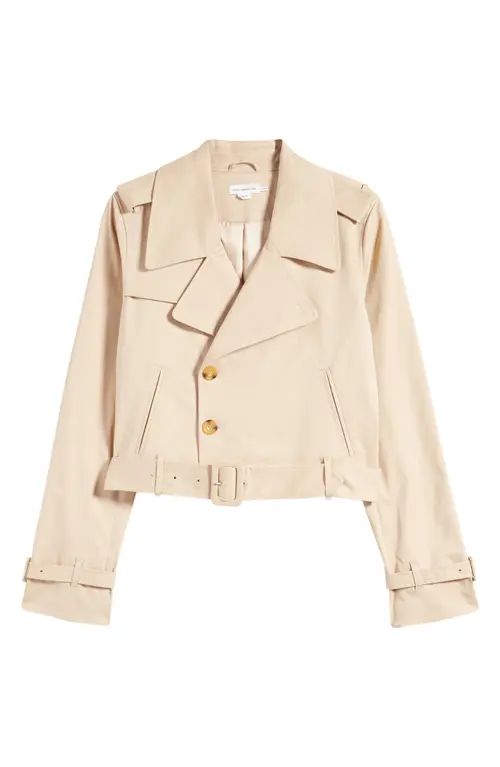 Good American Chino Stretch Cotton Crop Trench Coat in Champagne005 at Nordstrom, Size Large | Nordstrom