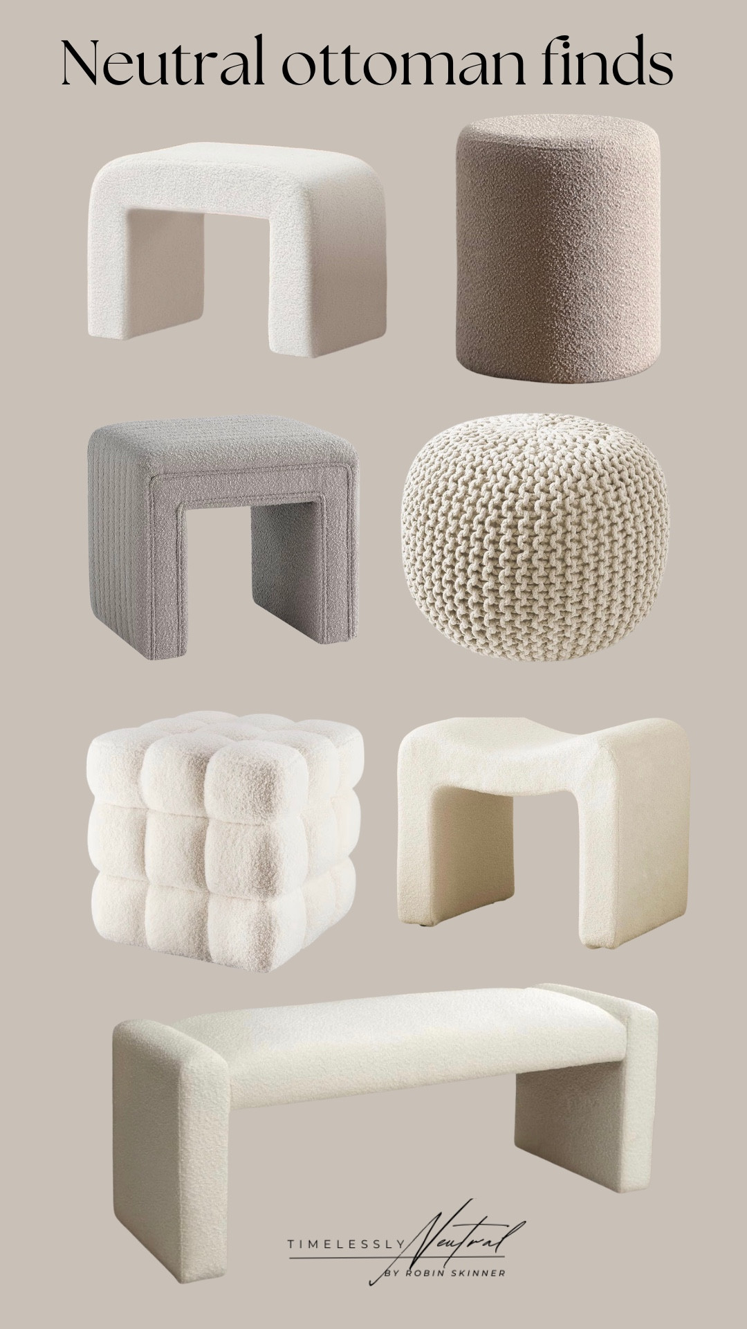 Neutral ottomans perfect for your home 🤍
Shop all these below 👇