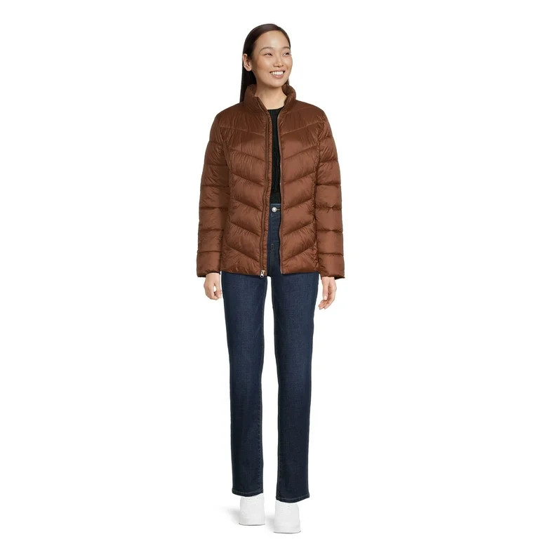 Time and Tru Women's Chevron Puffer Jacket, Sizes XS-3X | Walmart (US)