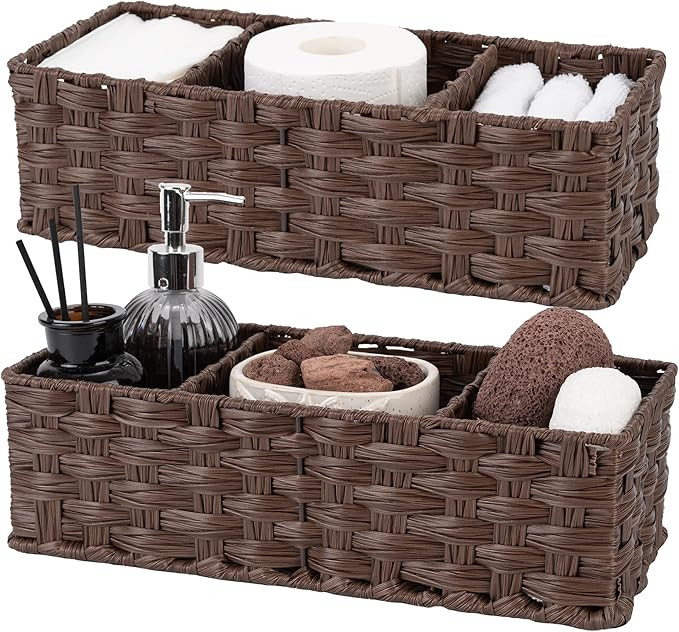 GRANNY SAYS Bathroom Baskets for Organizing, Wicker Baskets for Shelves, Toilet Storage Basket wi... | Amazon (US)