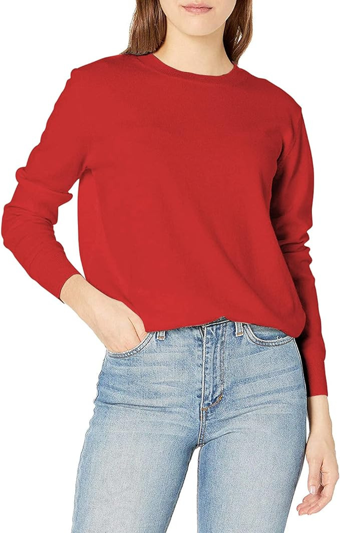QUALFORT Women's Crewneck Sweater Pullover Soft Knitted Sweaters | Amazon (US)