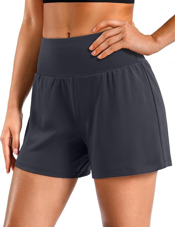 Soothfeel Running Athletic Shorts for Women 5" High Waisted Stretchy Hiking Workout Gym Shorts No... | Amazon (US)