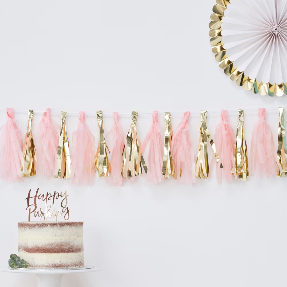 16ct ""Oh Baby"" Tassel Garland Rose Gold | Target