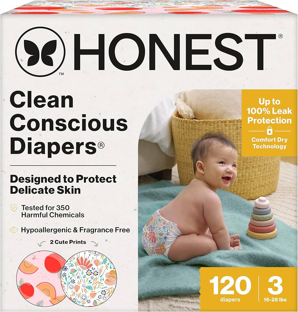 The Honest Company Clean Conscious Diapers for Delicate Skin | Up to 100% Leakproof | Hypoallerge... | Amazon (US)