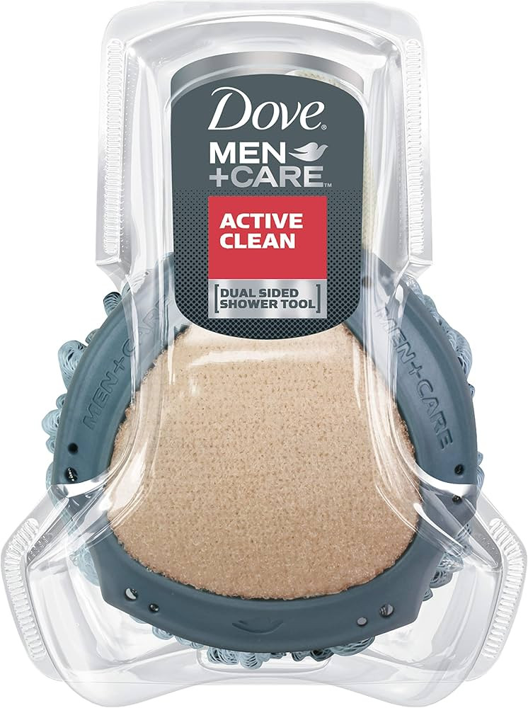 Dove Men+Care Active Clean, Dual Sided Shower Loofah, Hydrate Skin, 1ct | Amazon (US)