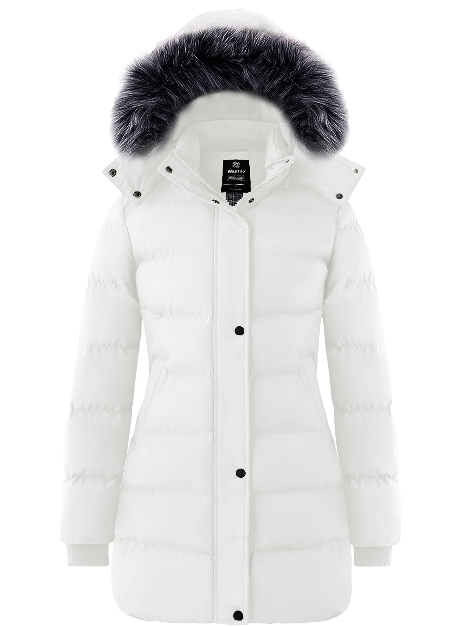 Wantdo Women's Puffer Jacket Windproof Winter Coat Stylish Winter Parka Jacket White L | Walmart (US)