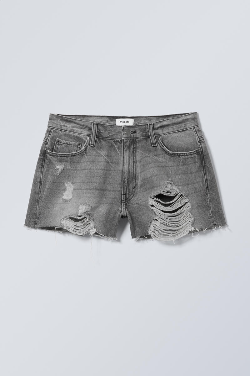 Duchess Low Rise Distressed Mini Denim Shorts | Weekday