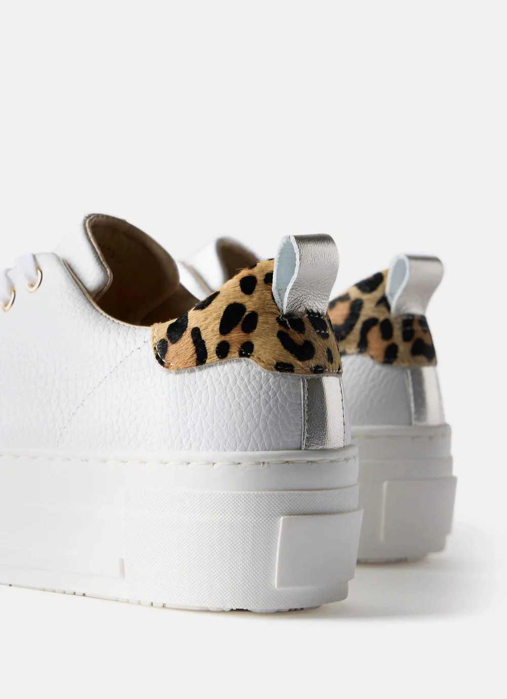 Belle White Platform Leopard Trainers | Mint Velvet