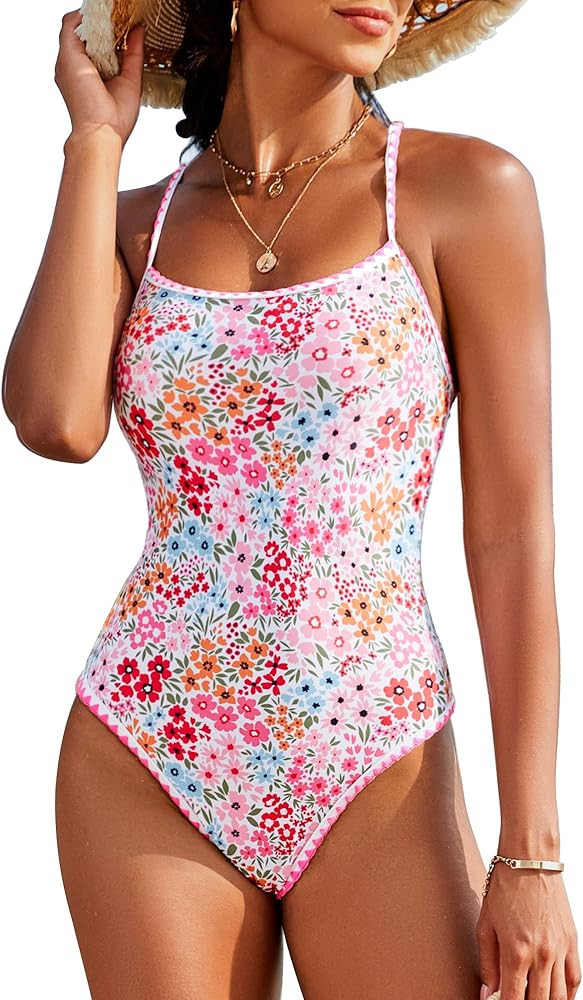 Womens One Piece Swimsuit Tummy Control Modest Bathing Suit Teen Girls Swim Suit Cute Floral Swim... | Amazon (US)