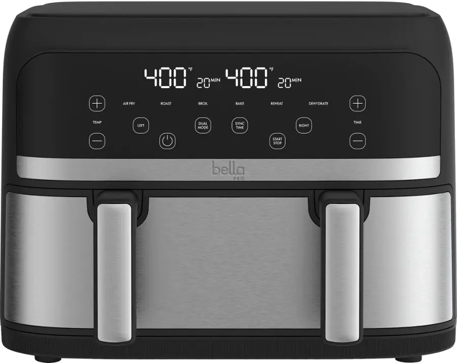 bella PRO - 4-qt. TriZone Touchscreen Air Fryer with Dual Flex Basket - Stainless Steel | Best Buy U.S.