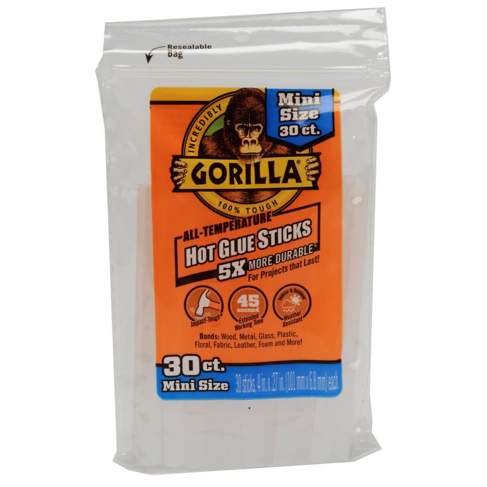 Gorilla 4 in. Mini Hot Glue Sticks (30-Count) | The Home Depot