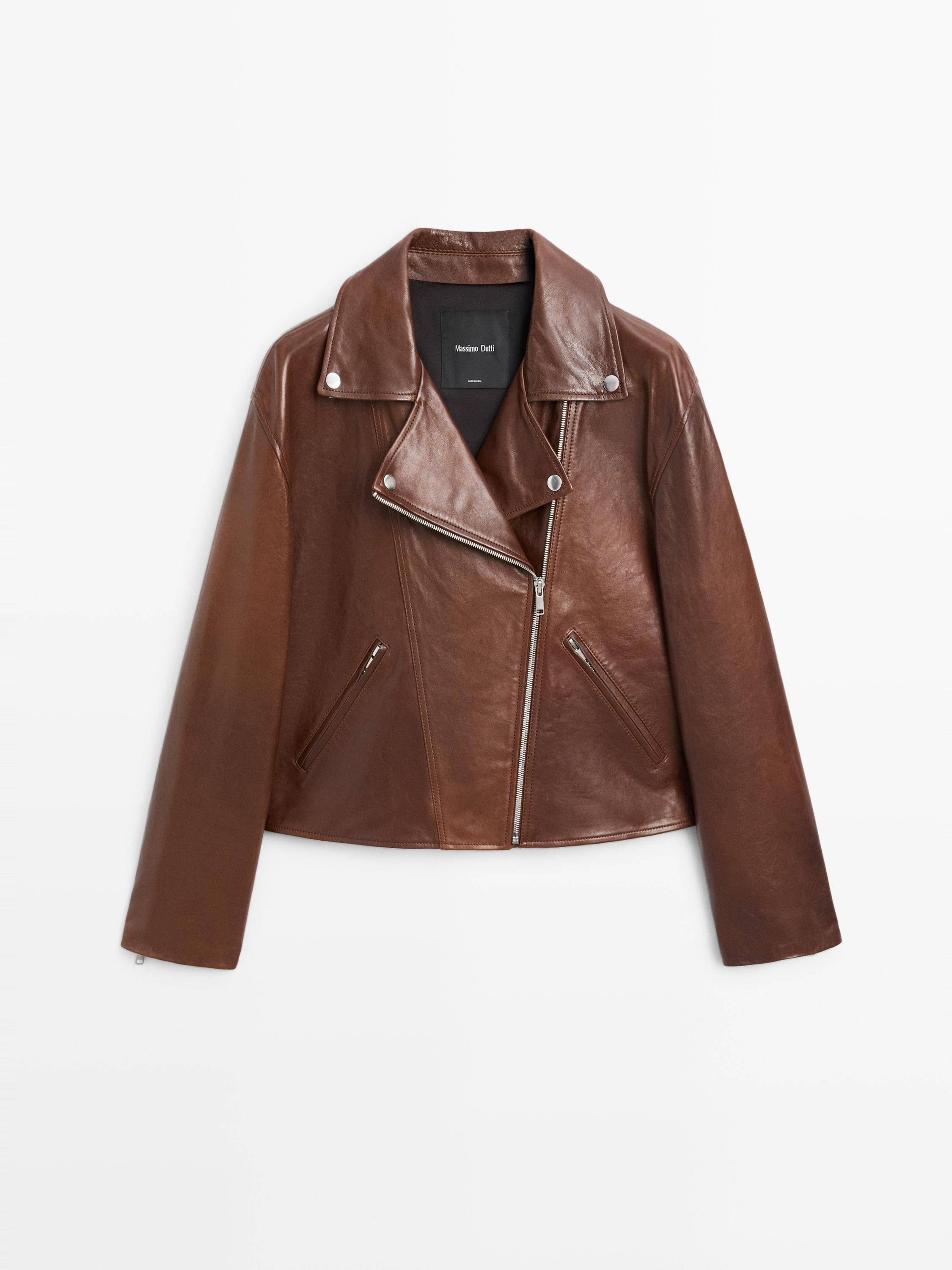 Blouson style motard en cuir nappa | Massimo Dutti FR
