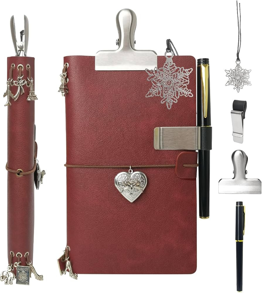 Handmade Travel Notebook Passport Holder \u2013 Vegan Leather Refillable Traveler\u2019s Journal ... | Amazon (US)