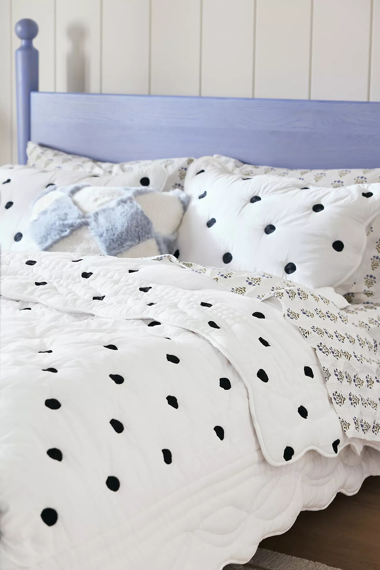 Maeve by Anthropologie Cotton Polka Dot Embroidered Quilt | Anthropologie (US)