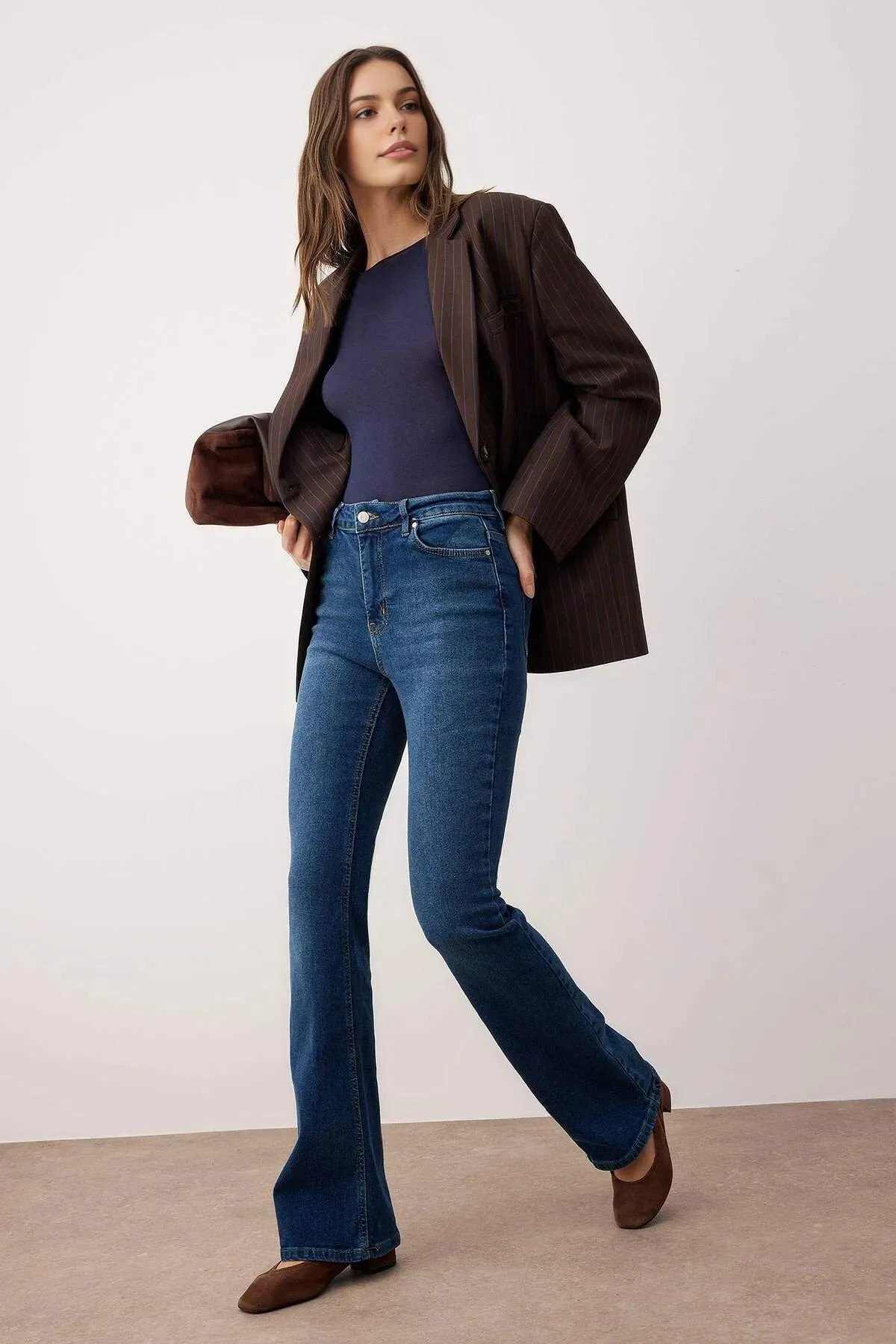 Jeans | High Waist Comfort Flare Jeans | WOVCOR | Debenhams UK