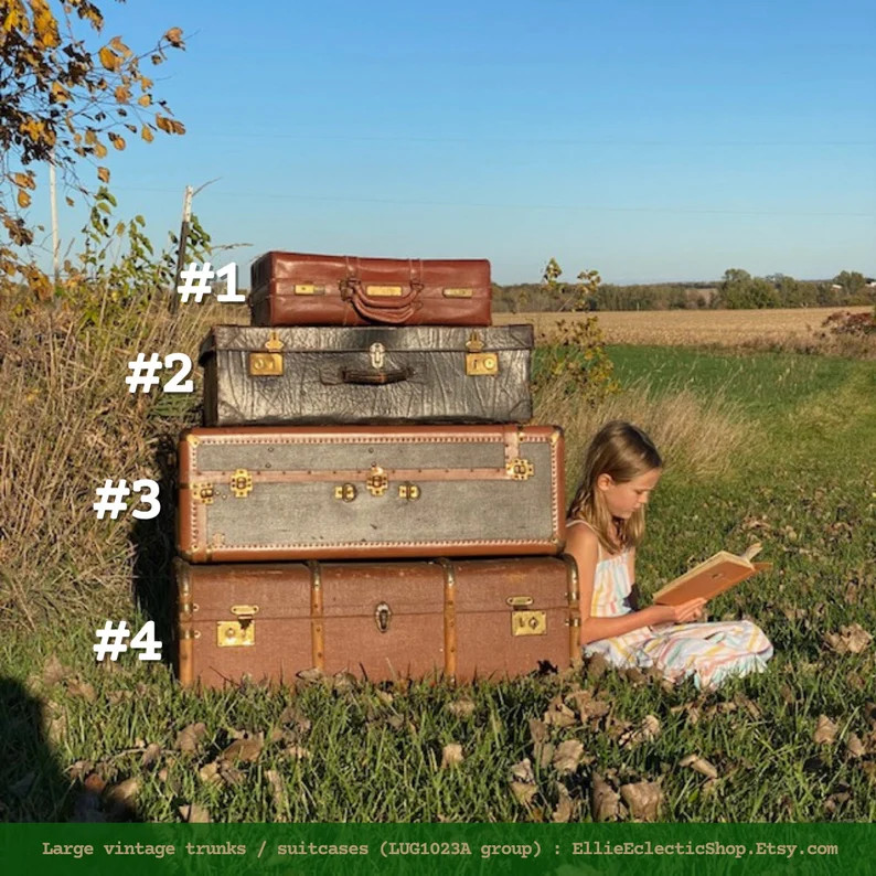 Large Vintage Luggage Suitcase Decor, Antique Wooden Suit Case Trunk, Farmhouse Wanderlust Home D... | Etsy (US)